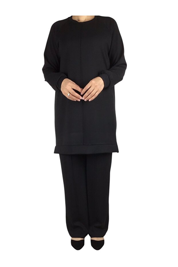 Women's Tunic with Sewn Front and Bottom Bands Pants with Elastic Waist Double Set with Sewn Front and Double Set - 2