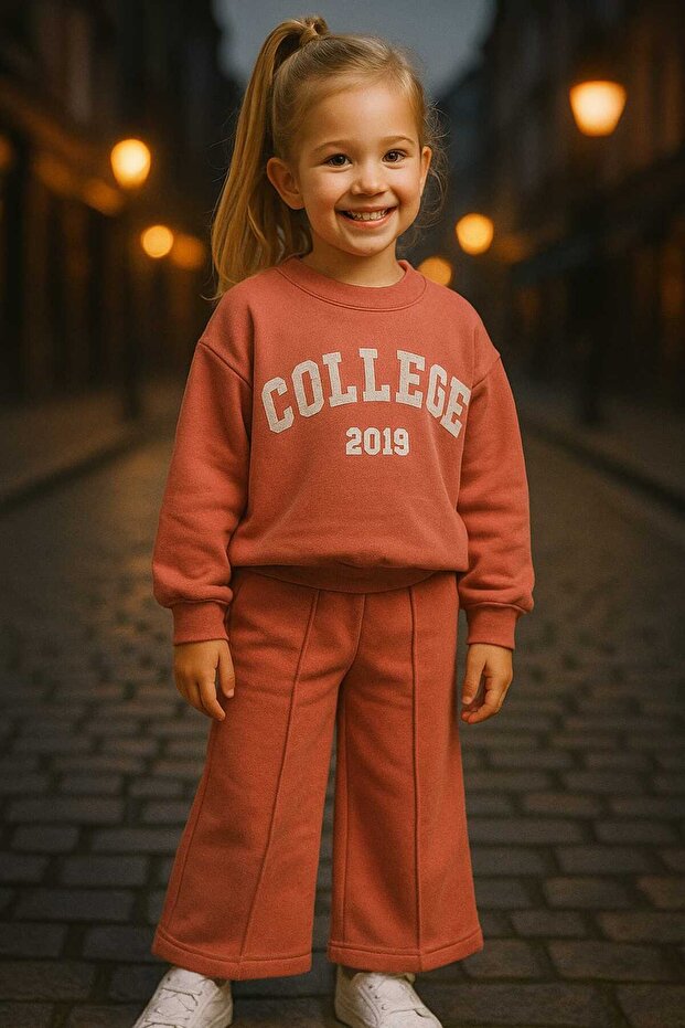 YENİ SEZON KIZ ÇOCUK İSPANYOL PAÇA ALT - ÜST EŞOFMAN TAKIM - 2