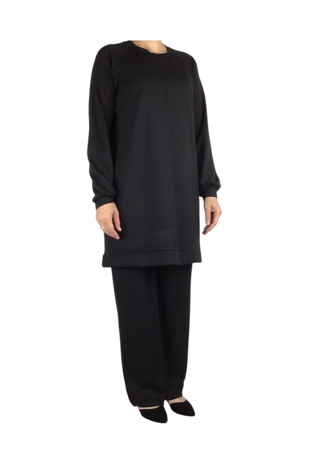 Women's Tunic with Sewn Front and Bottom Bands Pants with Elastic Waist Double Set with Sewn Front and Double Set - 3