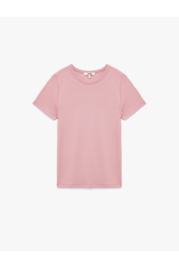 Viscose Fabric Slim Fit Short Sleeve Crew Neck Basic T-Shirt