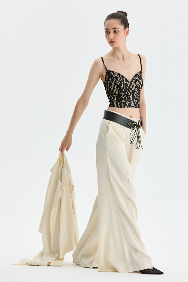 Siyah Dantelli Topcrop - 3