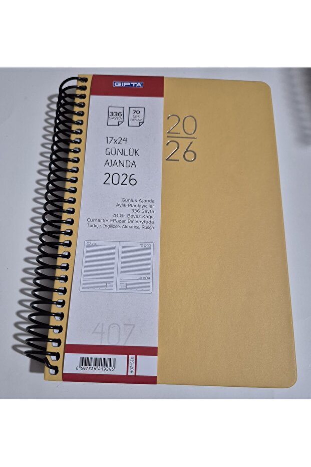 2026 AJANDA 17X24 GÜNLÜK AJANDA 407_SEK SARI - 1