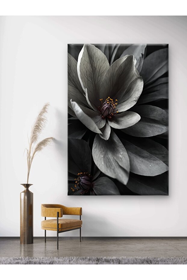 SİYAH ÇİÇEK BASKI KANVAS TABLO - 2