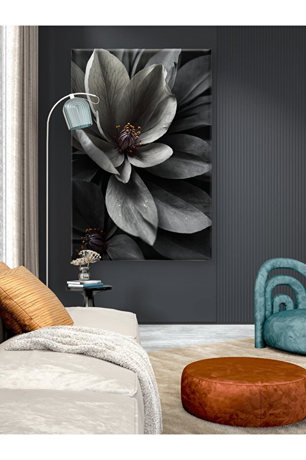 SİYAH ÇİÇEK BASKI KANVAS TABLO - 4