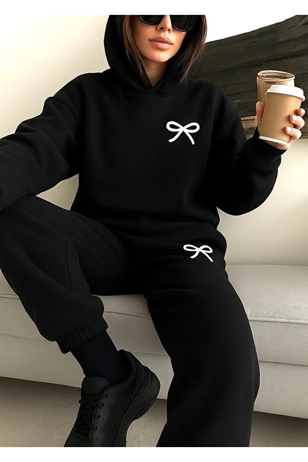 Kurdele Printed Unisex Women/Men Hoodie Oversized Bottom/Up Tracksuit Set