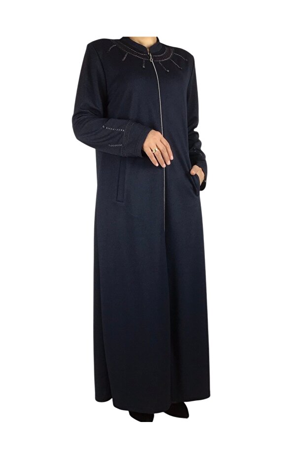 Women's Jacket with Embroidered Collar, Front Zipper, Embroidered Sleeves, Seasonal Ferace