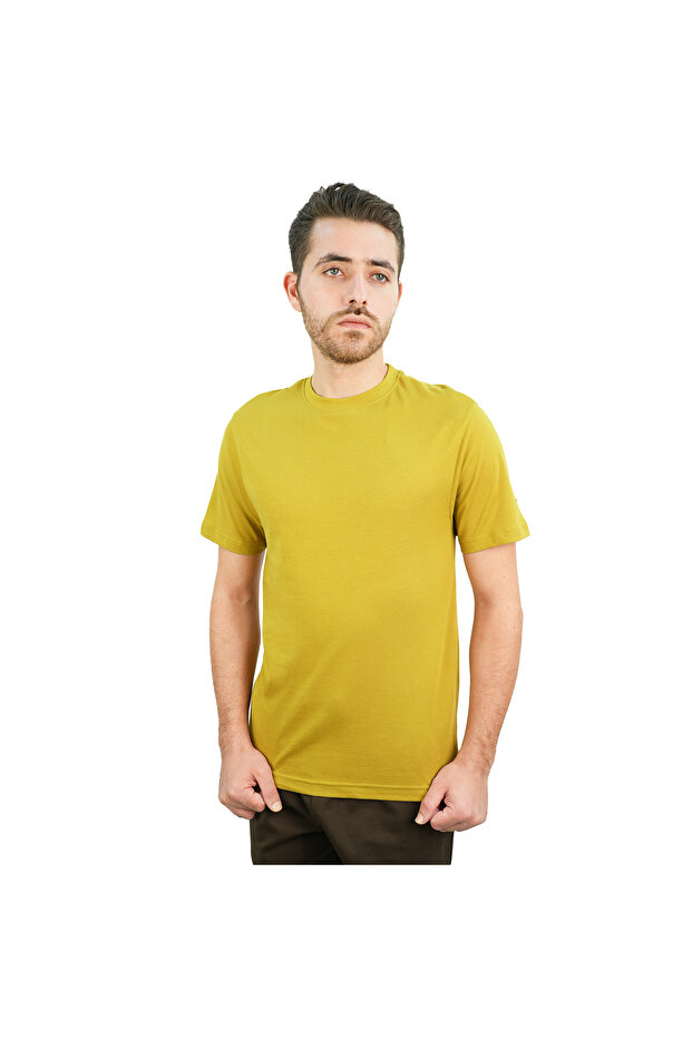 تي شيرت رجالي قطني بياقة دائرية وقصة ضيقة وأكمام قصيرة - 1