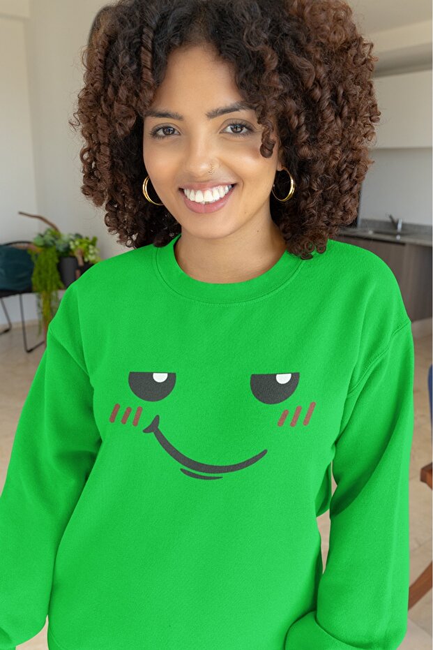 سترة رياضية بياقة دائرية مطبوعة بألوان متعددة من CUTE FACE