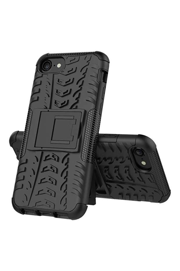 Case compatible with Apple iPhone X Defender Model 3 with Stand, Black - 9