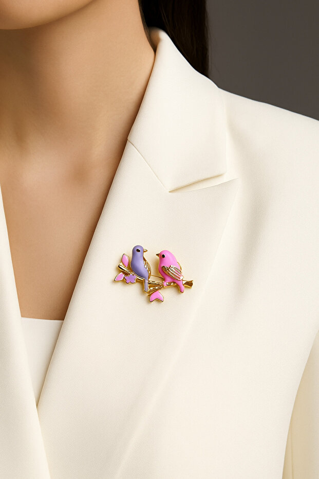 Kadın Kuşlar Broş - 2