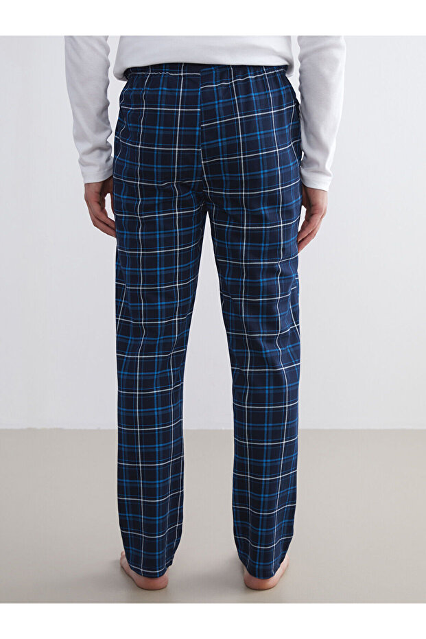 Lacivert Standart Kalıp Ekose Erkek Pijama Alt W50113Z8 - 4