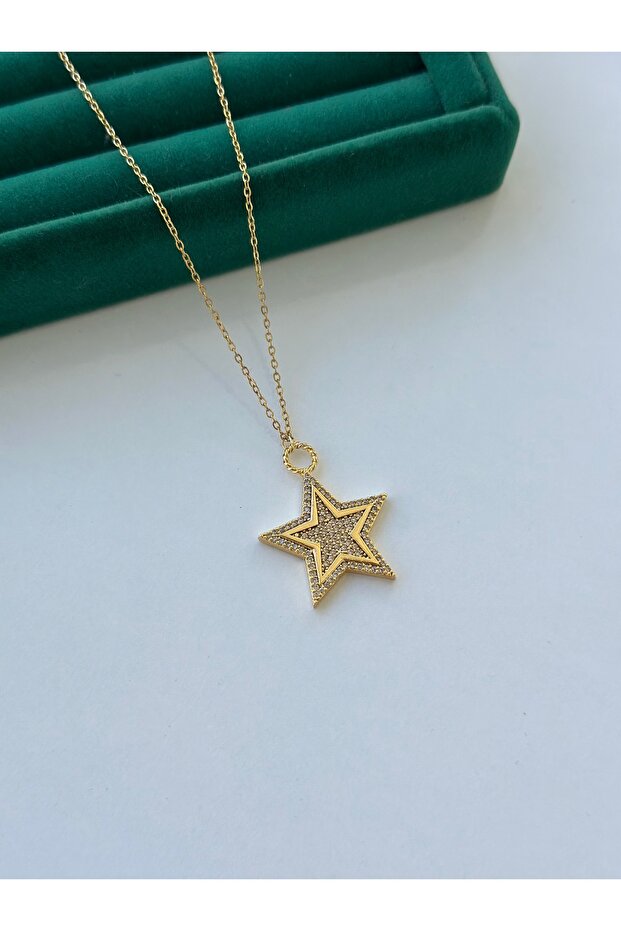 VİP Zirkon Taşlı Çelik Kolye - 1