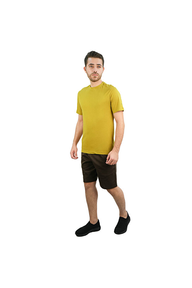 تي شيرت رجالي قطني بياقة دائرية وقصة ضيقة وأكمام قصيرة - 2