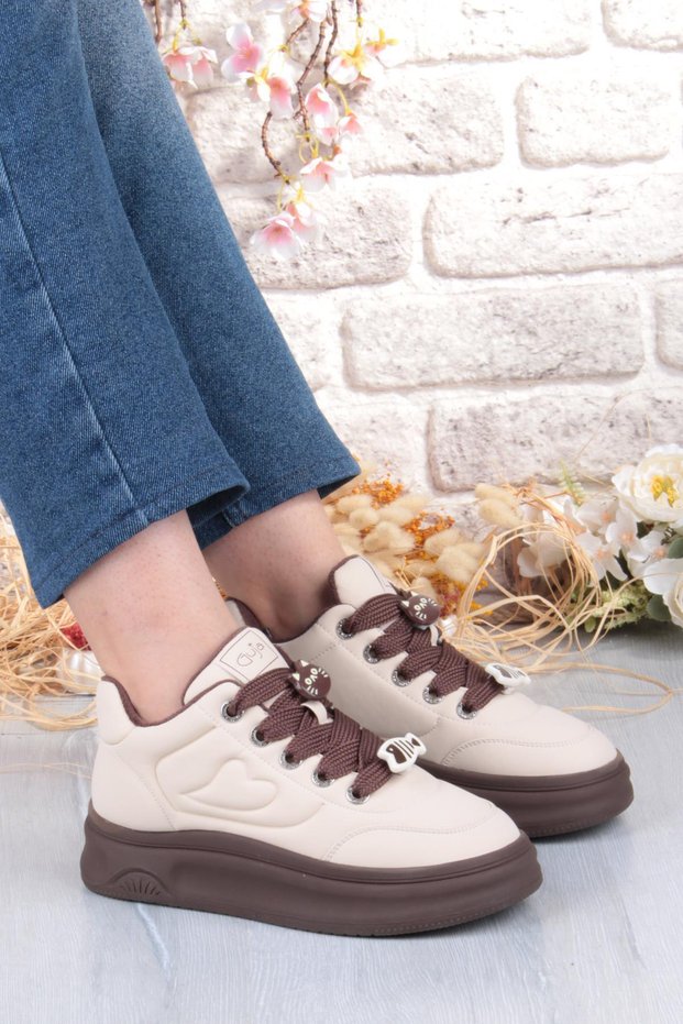 Getto Emoji Ornament Detailed Comfortable Lightweight Thick Sole Women's Sneaker Shoes