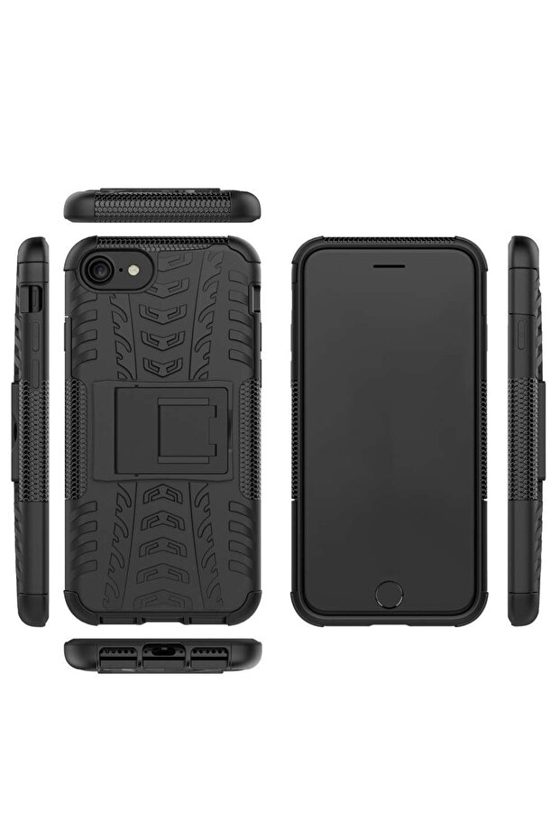 Case compatible with Apple iPhone X Defender Model 3 with Stand, Black - 2