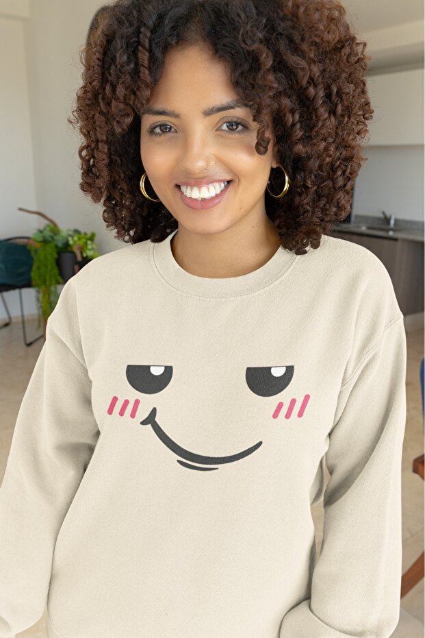 سترة رياضية بياقة دائرية مطبوعة بألوان متعددة من CUTE FACE