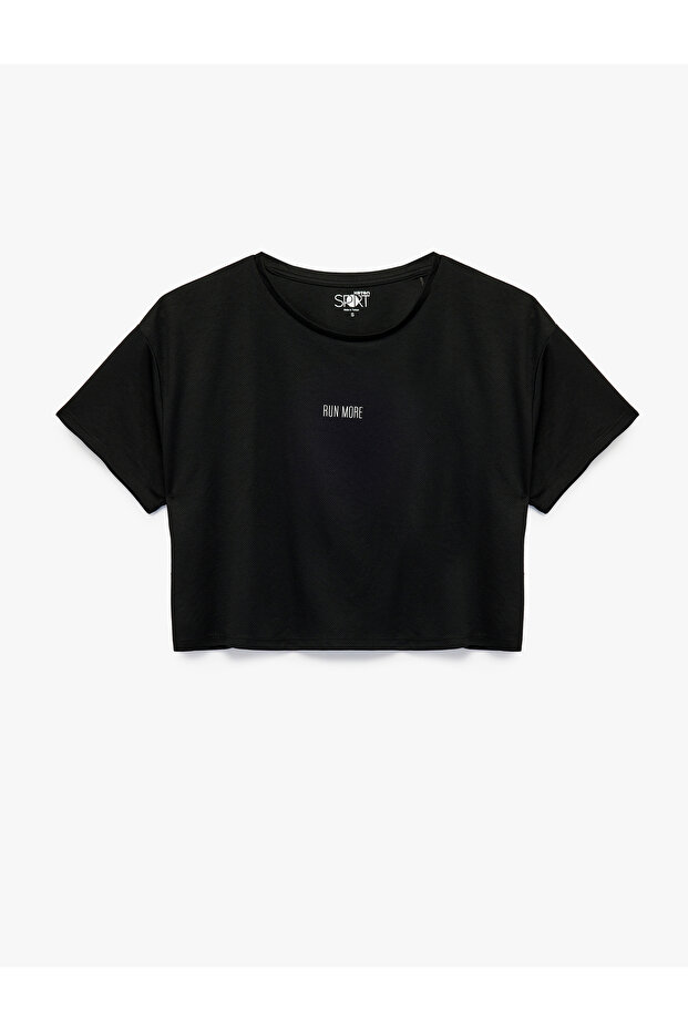 Short Sleeve Crew Neck Oversize Printed Crop Sports T-Shirt