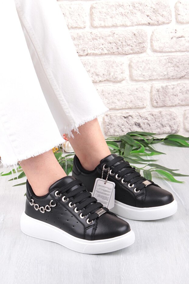 07335 Flet Chain Accessory Lace-Up Thick Sole Sneaker Women's Shoes