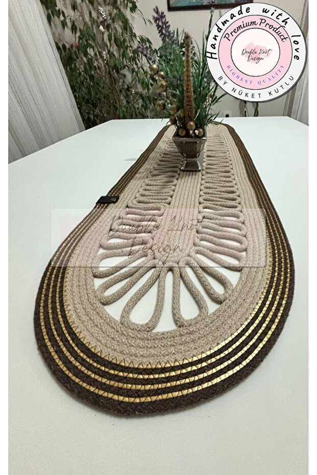 Tress Runner, 110x32cm, El Yapımı Salon /Sehpa Örtüsü, Runner, Mutfak Masa Örtüsü, - 7