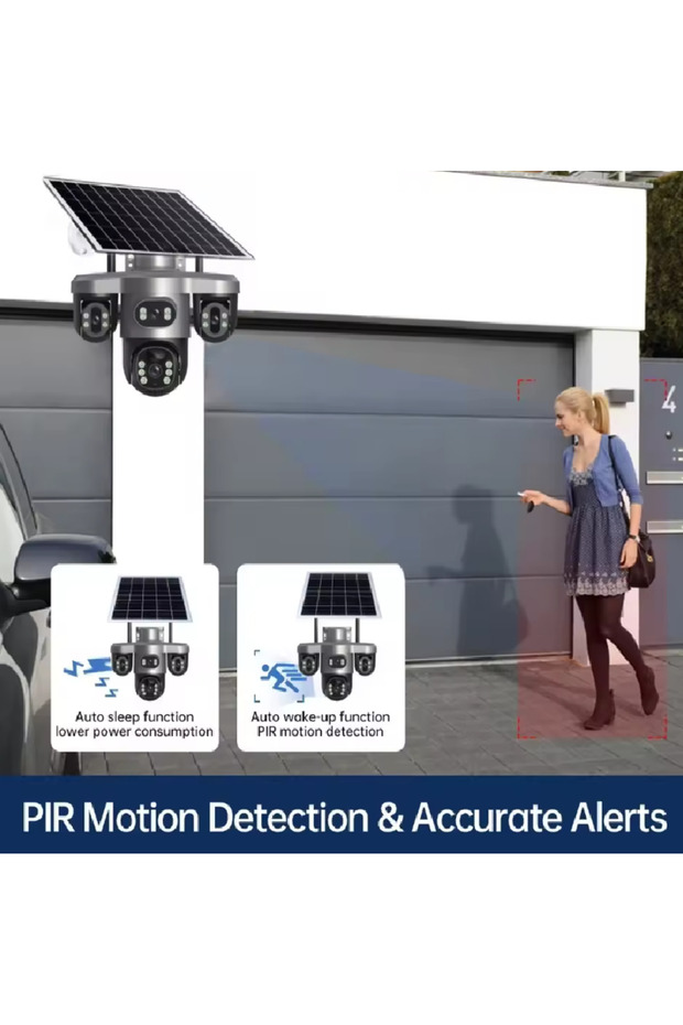 Triple Surveillance Camera with All 3 Rotating Cameras in the App, WiFi, Gray - 6