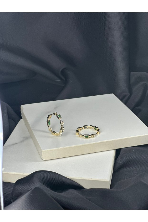 Green Stone Gold Cakra Brand Model Steel Earrings