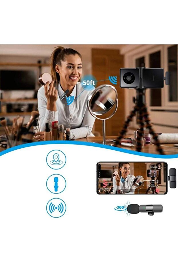 Wireless Lavalier Microphone, USB C Interface, Black Dynamic, 80mah, 2.4ghz, Plug & Play - 9