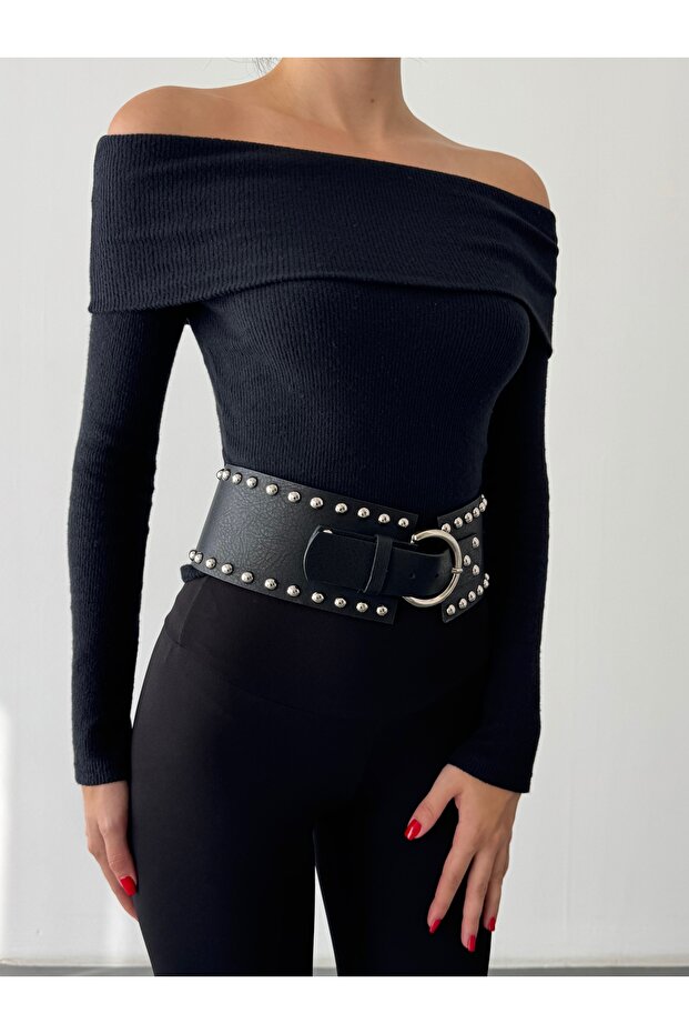 Women's Madonna Collar Ribbed Blouse
