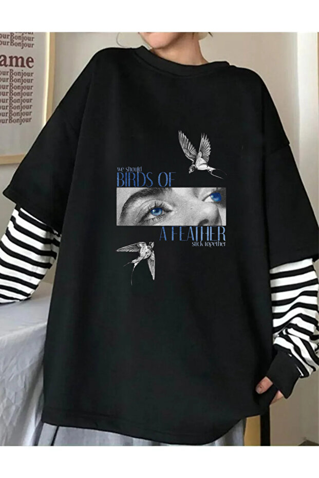 Billie Elish Printed Unisex Fake Long Sleeve Black T-Shirt