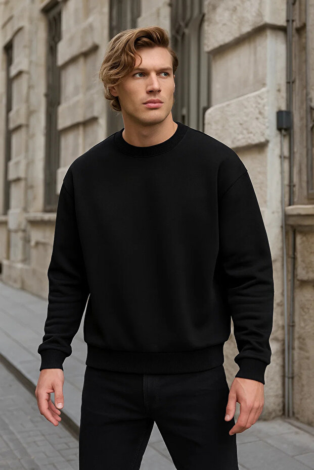 Erkek Basic Uzun Kollu Salaş 3 Lü Sweatshirt - 4