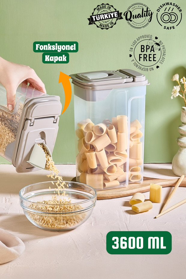 Double Function Lid Food Storage Container Modern Practical Pouring System Grain Storage Container 3600ml - 1