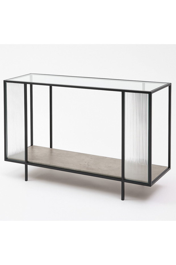 Modern glass console with a marble touch and simple elegance that suits various spaces. - 3