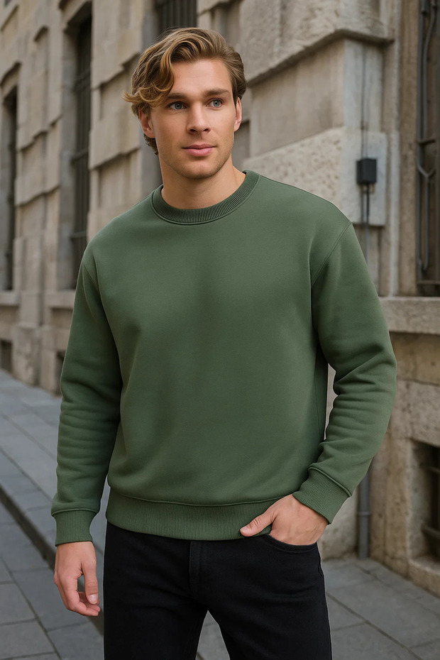 Erkek Basic Uzun Kollu Salaş 3 Lü Sweatshirt - 3