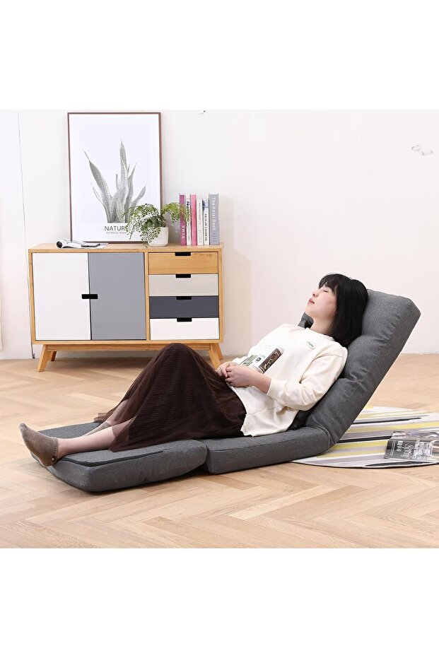 Floor armchair, with backrest, 14 adjustment levels, maximum capacity 150kg, gray color - 5