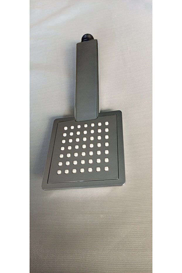 Şık Metalik Kare El Duş Başlığı ve Ahizesi 2'li Set - 5