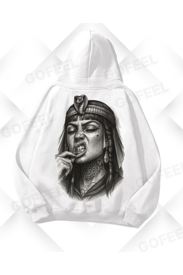 White-Crowned Woman Portrait Printed Oversize Unisex Sweatshirt