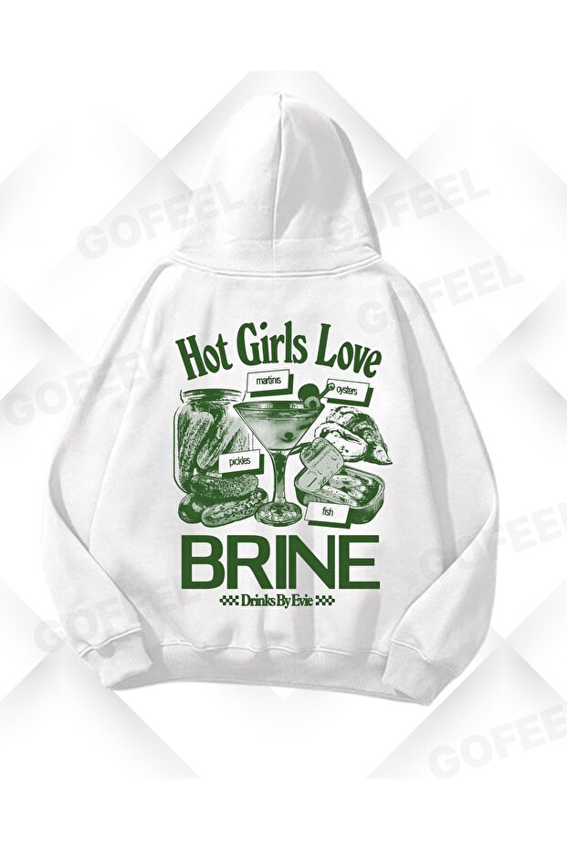 Harajuku Y2K White Green Line Text Printed Oversize Unisex Sweatshirt
