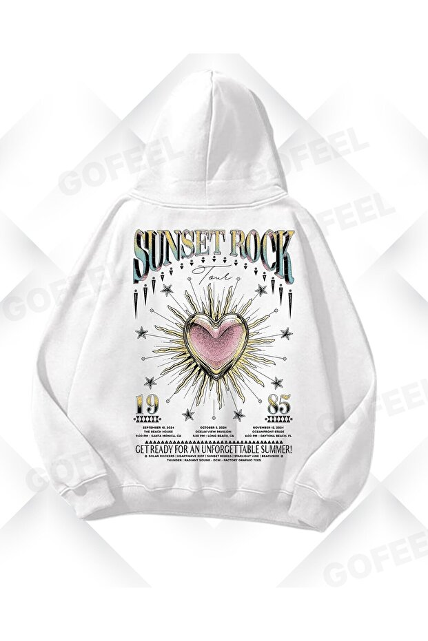Harajuku Y2K White Flower Angel Heart Printed Oversize Unisex Sweatshirt