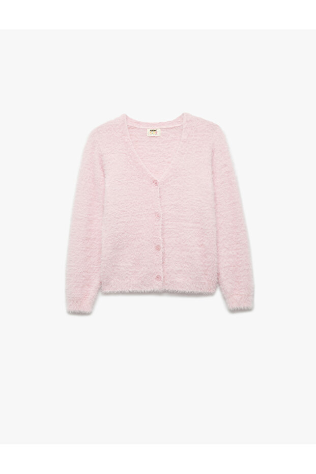 V-Neck Buttoned Long Sleeve Basic Cardigan - 1