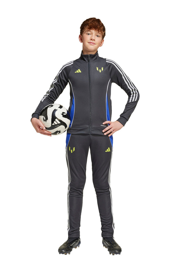 Zippered Collar Striped Black Boys' Tracksuit Top Ji5454-Messi Jkt Y