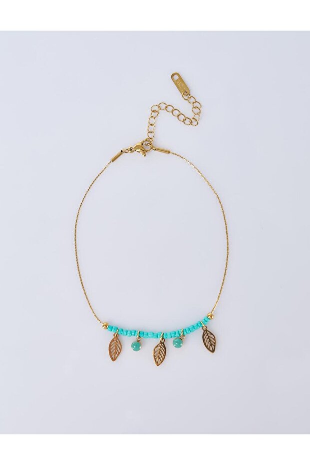 خلخال ذهبي بتصميم أوراق الشجر - 1