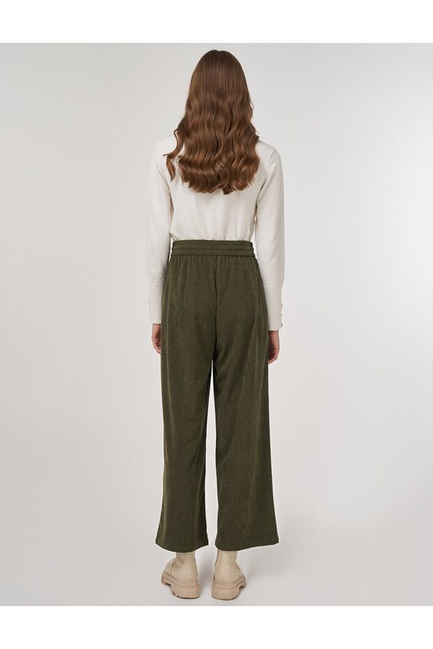 Rahat Kesim Kadife Pantolon Haki - 5