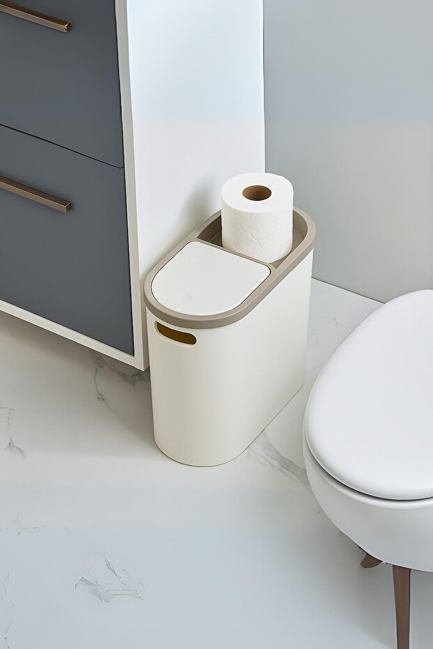 White Lid Wc Paper Trash Can & Office Trash Can 10 Lt - 2