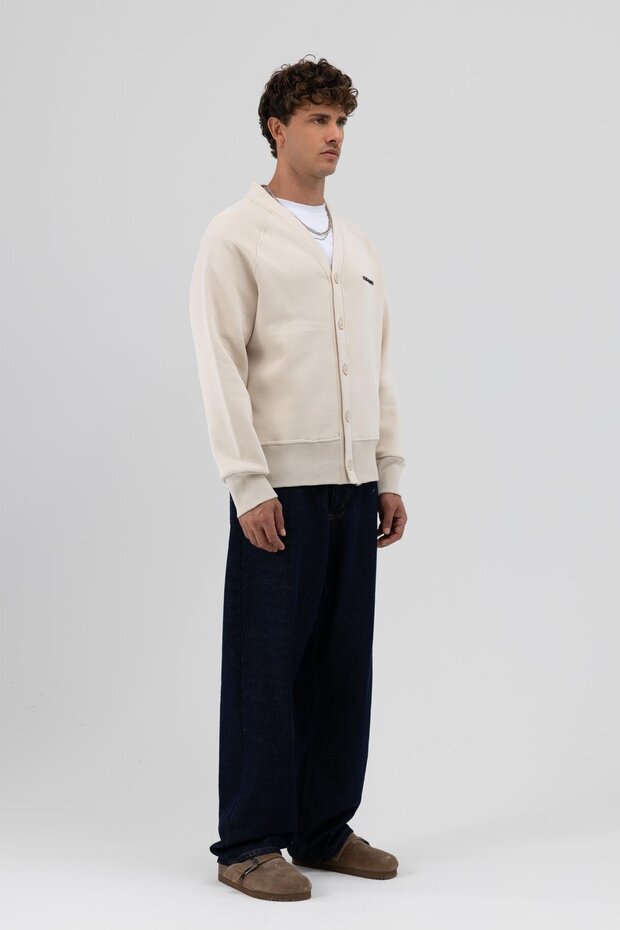 Oversize Düğmeli Sweatshirt Taş - 4