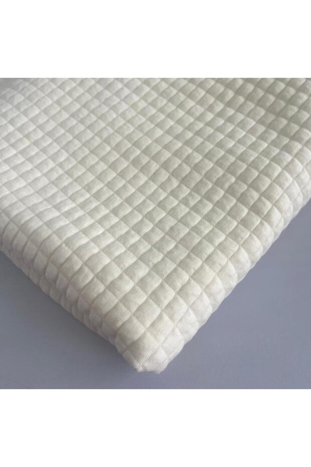 Boyalı Kapitone Kumaş | Krem - 4