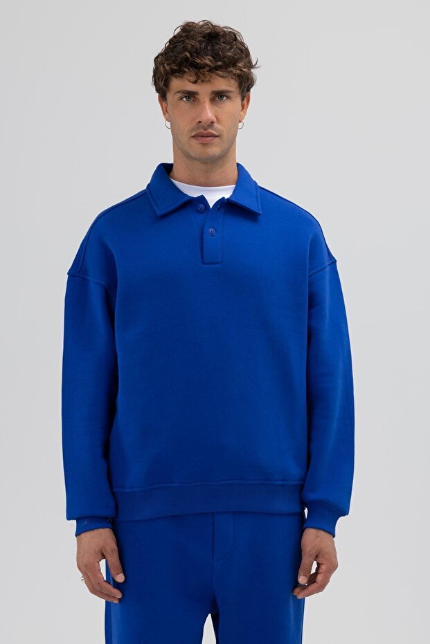 Basic Polo Yaka Sweatshirt Saks - 3