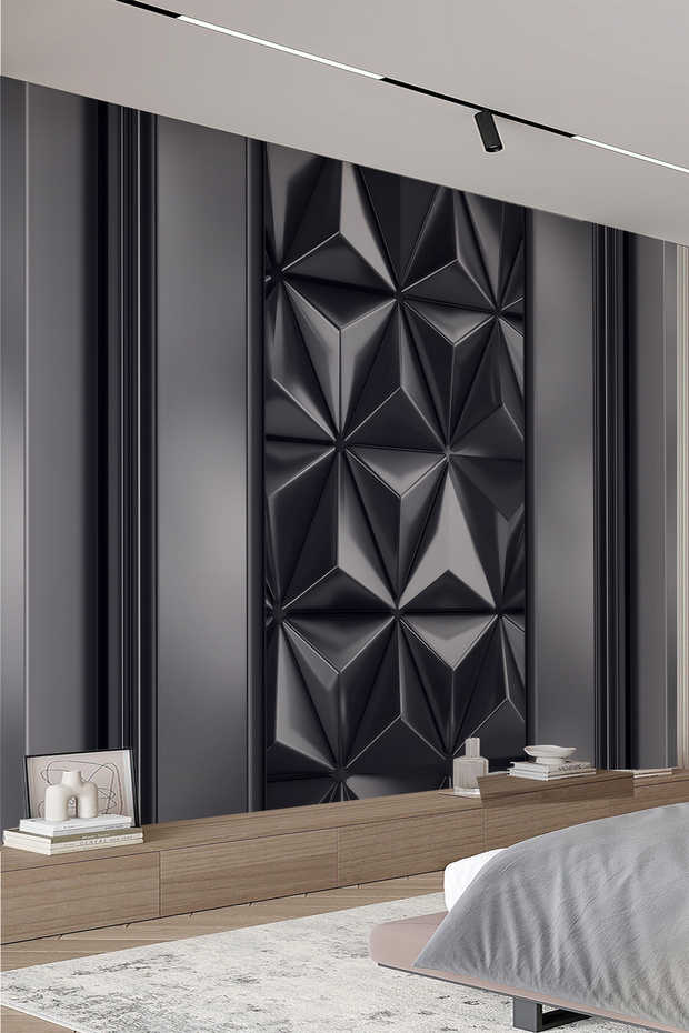 Black Diamond 3D Tek Parça Tekstil Duvar Kağıdı - 3