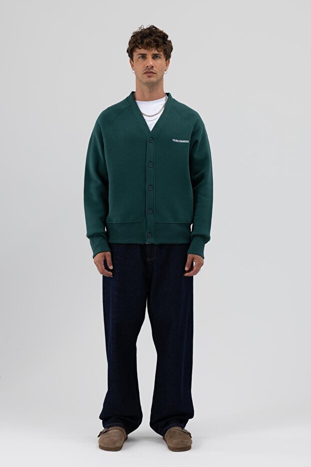 Oversize Düğmeli Sweatshirt Nefti - 2
