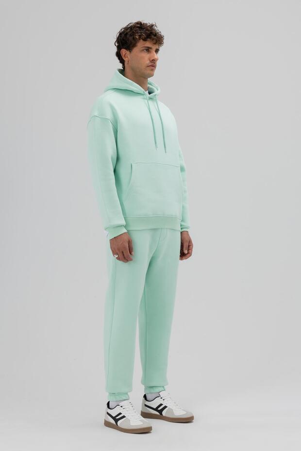 Basic Oversize Kapüşonlu Sweatshirt Mint - 3