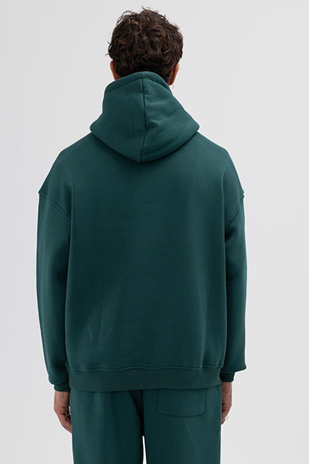 Basic Oversize Kapüşonlu Sweatshirt Nefti - 6