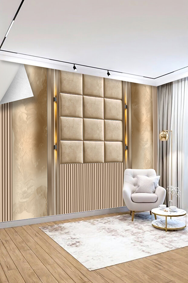 Panel Desenli Tek Parça Tekstil Duvar Kağıdı - 3